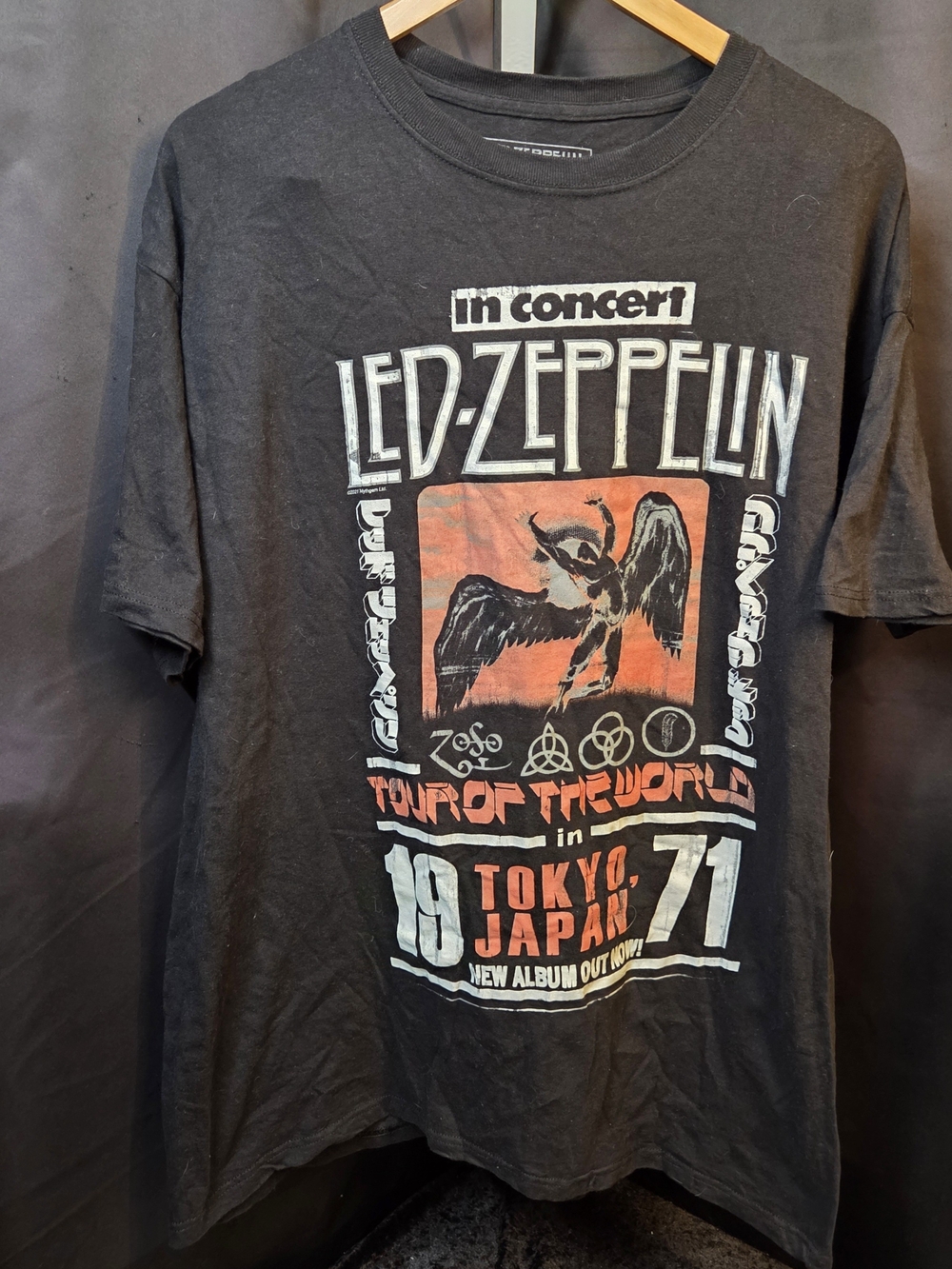 RARE 1971 Tour of the World Black S/P Promo T-shirt Led Zeppelin Concert Large